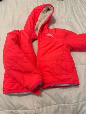 The North Face Girls' Neon Pink Hooded Puffer Jacket